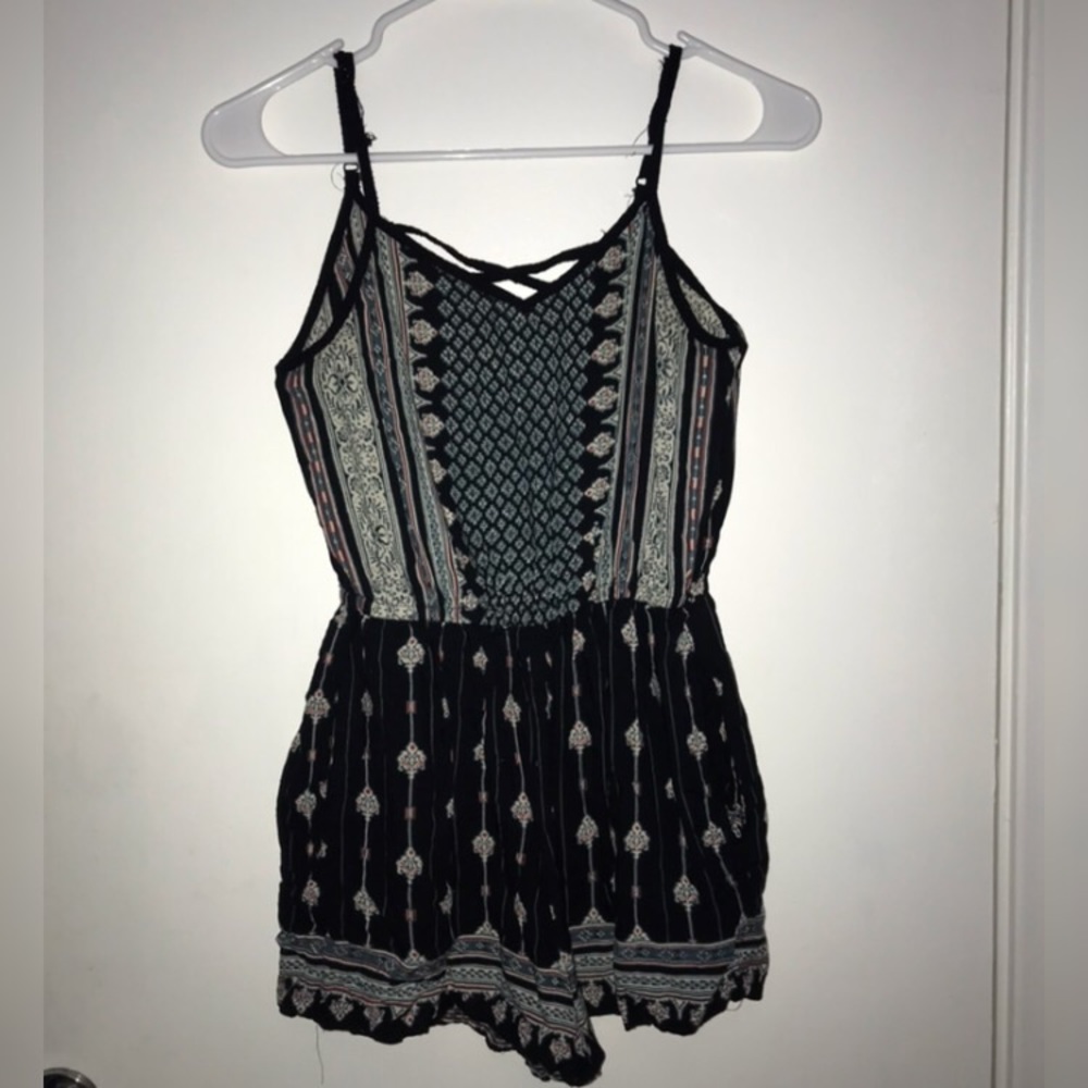 Navy Blue Print Romper
